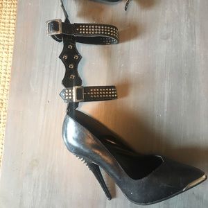 5” Stilettos with ankle & calf straps, size 9